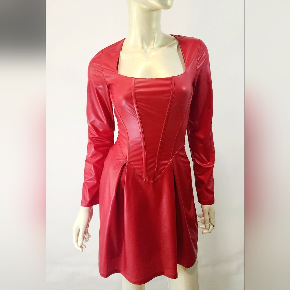 Womens PU corset dress